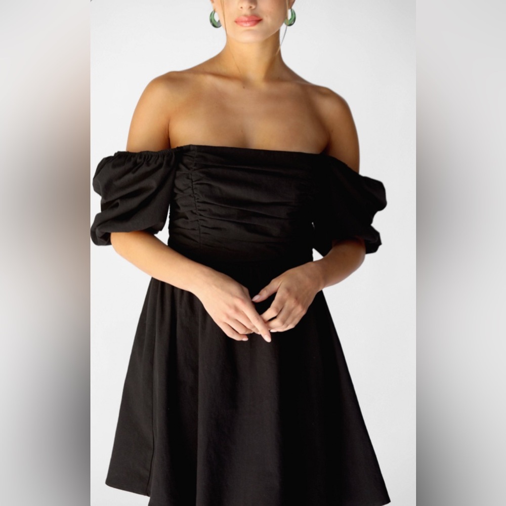 Talia Dress - black puffy sleeve - size medium - Sur La Cote - Picture 3 of 5